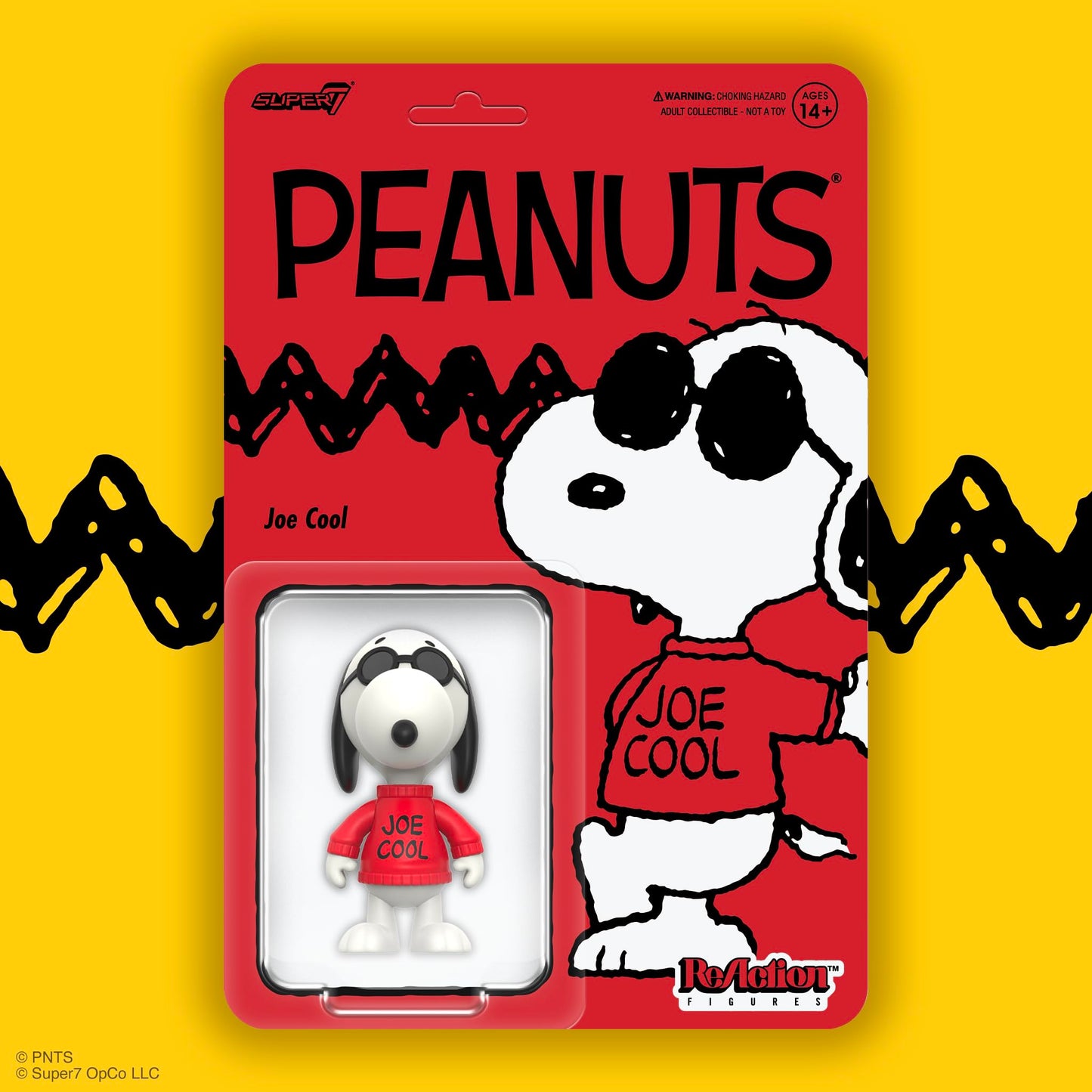 Super7 Reaction Figure Peanuts Joe Cool Snoopy - 3.75" Peanuts Action Figure - Classic Cartoon Collectibles and Retro Toys