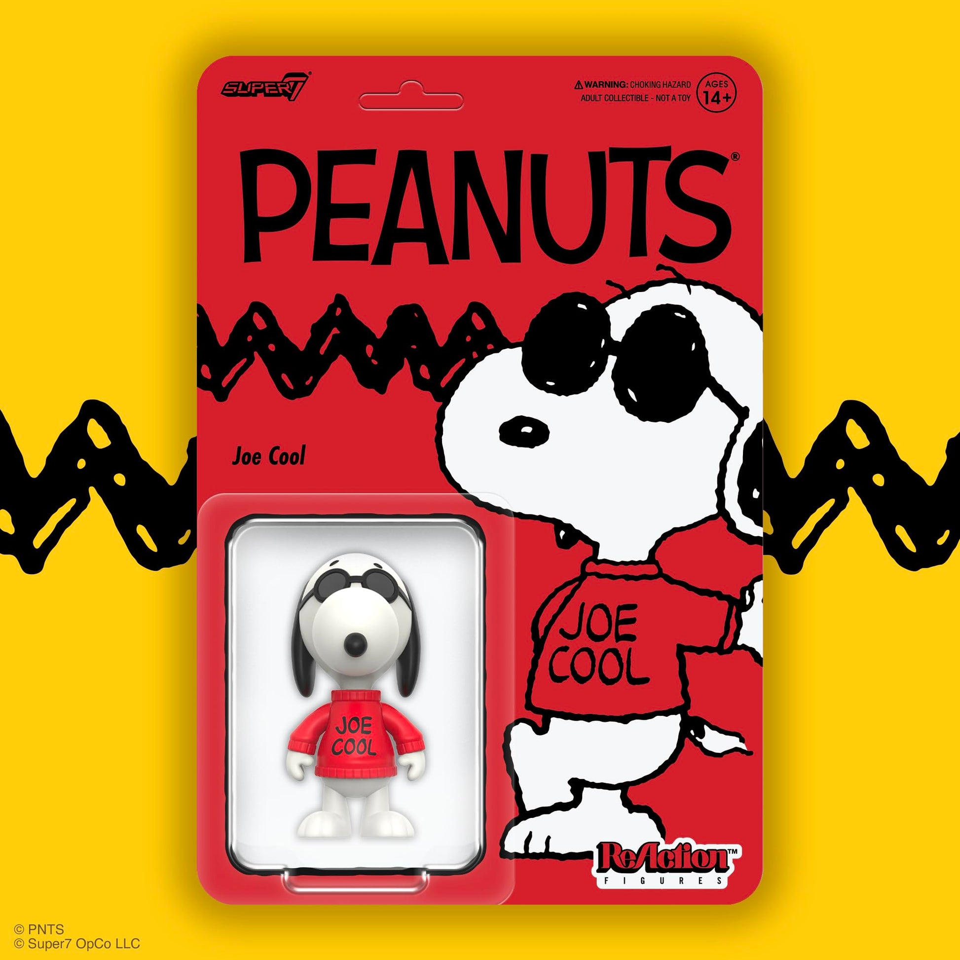 Super7 Reaction Figure Peanuts Joe Cool Snoopy - 3.75" Peanuts Action Figure - Classic Cartoon Collectibles and Retro Toys