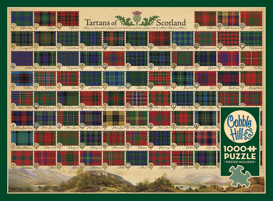 Cobble Hill 1000 Piece Puzzle - Tartans of Scotland - Sample Poster Included