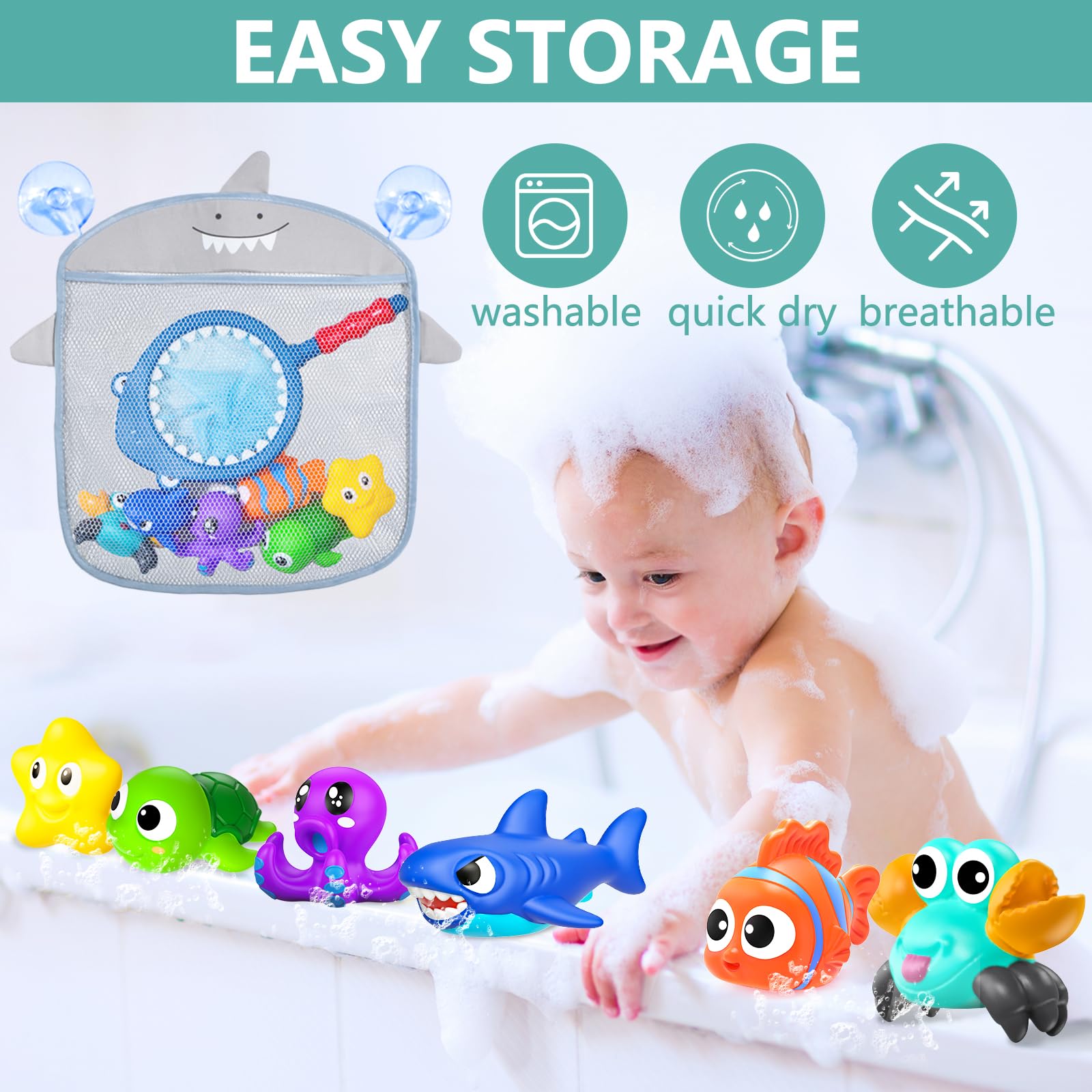 GZHFMUS No Hole Mold Free Baby Bath Toys for Kids Ages 1-3,Water Toys for Babies and Toddlers,Ocean Animal Bath Toys for Bathtub,Shower,Beach