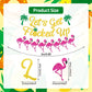 Let’s Get Flocked Up Banner - Pink Glitter Flamingo Party Banner with Palm Trees & Pineapple, NO DIY Required, Tropical Summer Pool Party