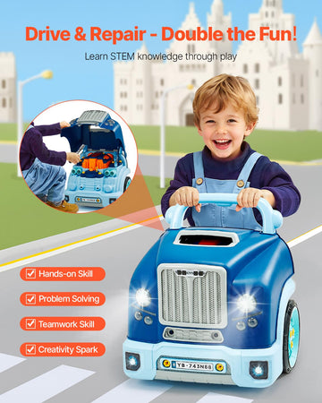 VEVOR Engine Toy, 60 Pieces, Kids Mechanic Car Repair Set with Removable Parts, Lights and Sounds, Steering Wheel and Horn, Kids Mechanic Workshop Set