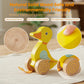 Wooden Push Toys for Toddlers 1-3, Baby Pull Along Stick Walking Duck