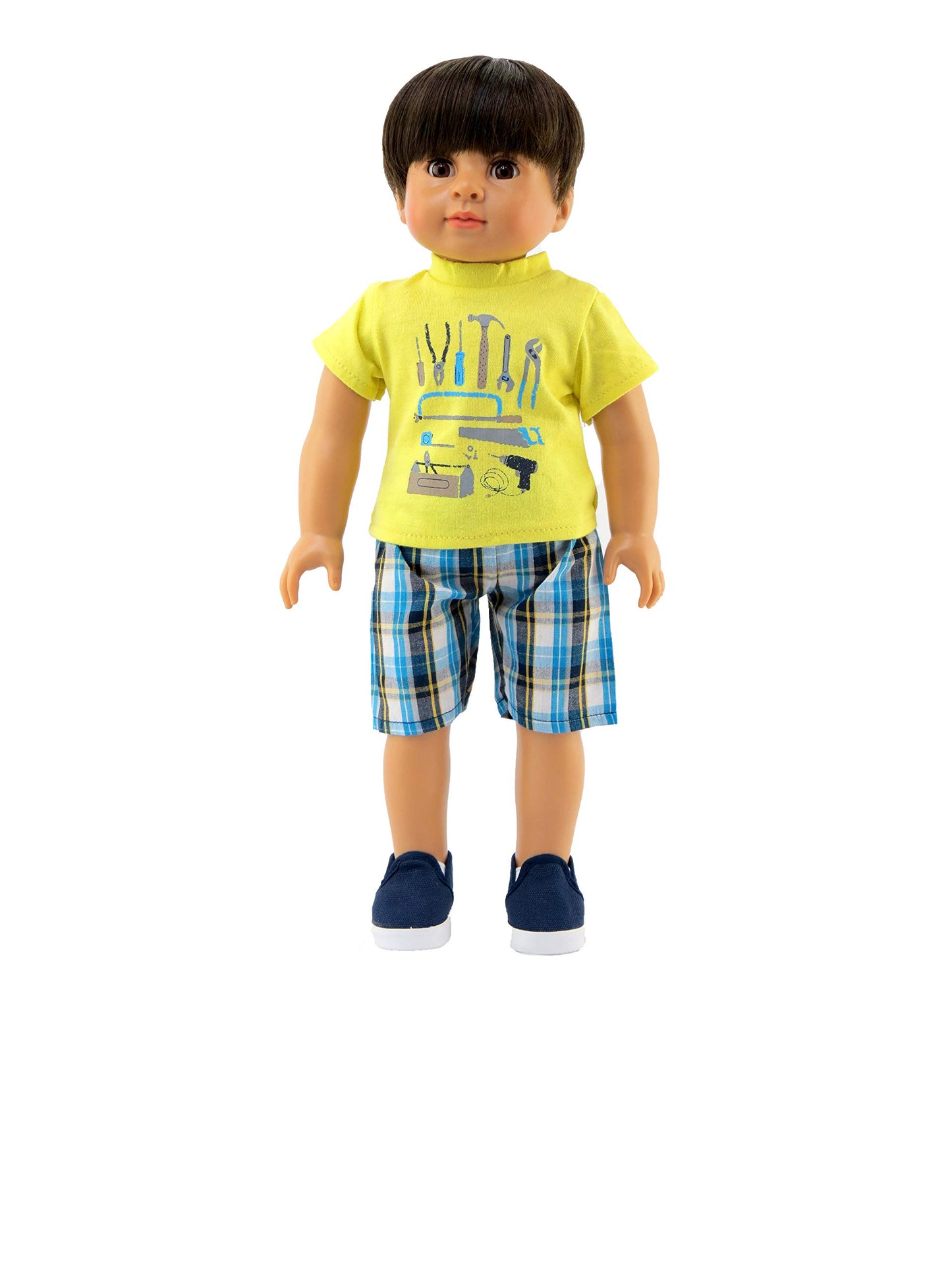 American Fashion World Boy’s Handy Man Shorts Set for 18-Inch Dolls | Premium Quality & Trendy Design | Dolls Clothes | Outfit Fashions for Dolls for