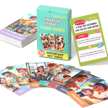 Financial Literacy Flash Cards - Great for Teaching Kids Through Middle School - 54 Educational Money & Learning Resources - Teach Cashflow, Stock