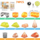 SHYMAGICRZ 74PCS Engineering Series Magnetic Tiles, Magnetic Construction Blocks - Build Excavator, Crane & Dump Truck, STEM Toys Gift Box for Ages