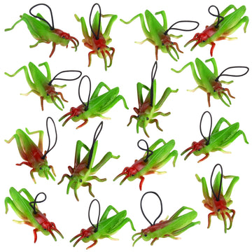 Mukum 16 Pcs Plastic Grasshoppers - Kids' Plastic Insect Figures, Fake Bugs, Green, Easter Party Favors, Tropical Character Toys for Insect Themed