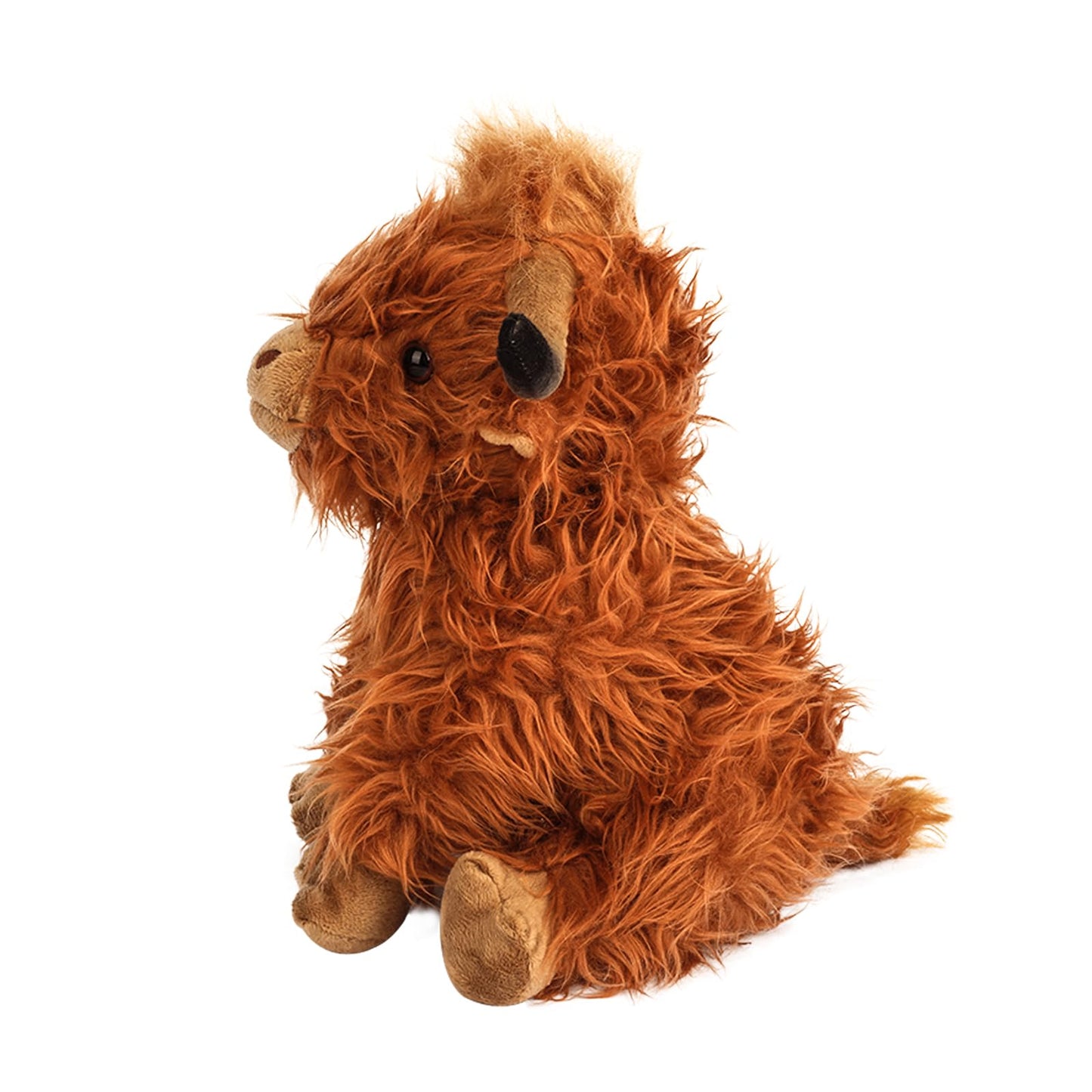 rivoeis 10.5 inches Highland Cows Stuffed Animals, Cute Fluffy Cow Plush Figure Toys Realistic Highland Cattle Plush Decor for Kids Baby Girls Boys