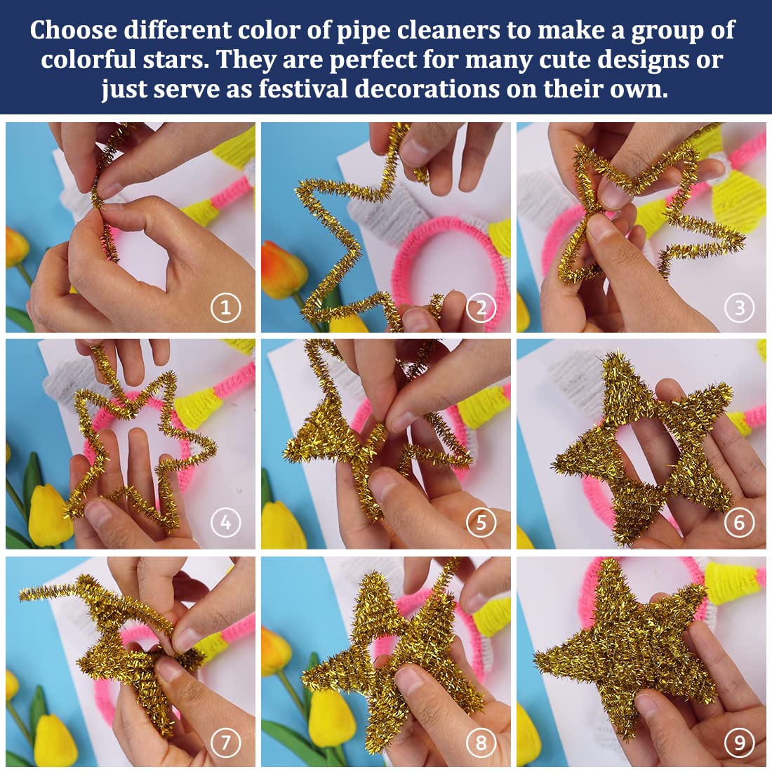 Pipe Cleaners, Pipe Cleaners Craft, Arts and Crafts, Crafts, Craft Supplies, Art Supplies (1000 Glitter Pipe Cleaners)…