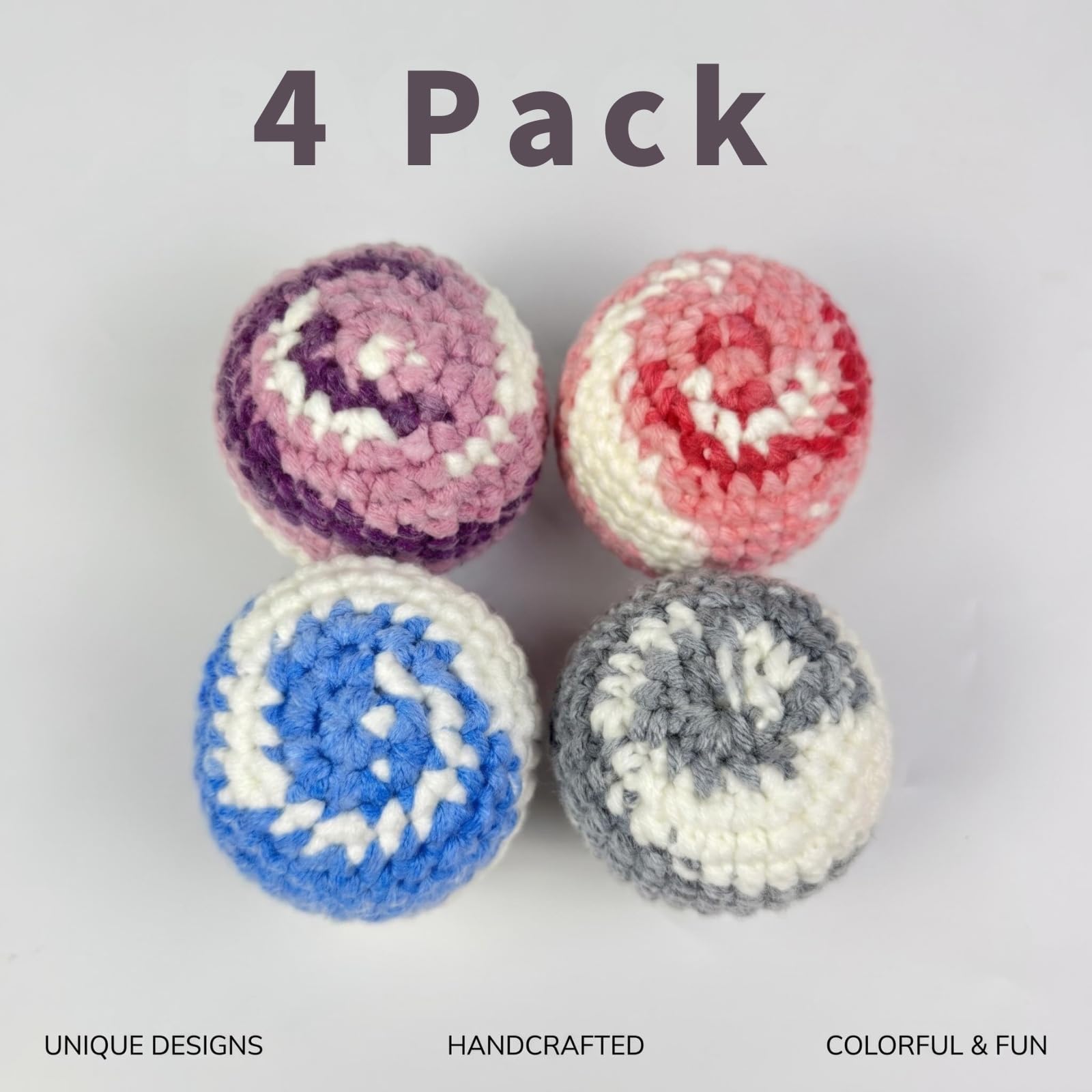 SunOutDeeal Handmade Crocheted Footbag, 4 Pack