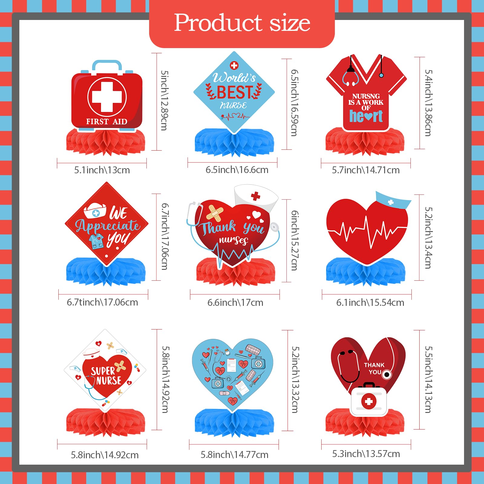 9PCS Nurse Week Table Decorations Nurse Week Decorations Nurse Honeycomb Centerpieces Nurse Party Decorations Happy Nurses Week Decorations Nurse