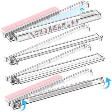 RESOVO Mahjong Racks with Pushers 4 Pack, Flip to Win-Latest Upgraded Feature, Acrylic Crystal Clear Mah Jongg Tiles Stand Holder Tray, Table Game