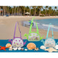 AUONY Beach Toy Mesh Beach Bag Kids Shell Bag Dinosaur Beach Sand Toy Totes for Holding Shells Beach Toys Sand Toys Swimming Accessories for Boys