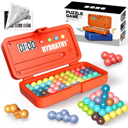 Hydrathy Brain Teaser Puzzles Games for Kids Adults with Timer, 2 Modes Handheld Travel Games, Single Player Mind Challenge Toys, STEM Montessori