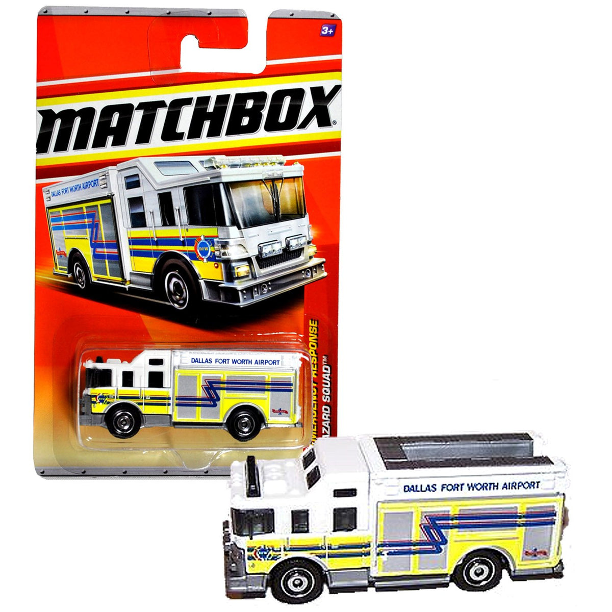 Mattel Year 2010 Matchbox MBX Emergency Response Series 1:64 Scale Die Cast Car #51 - Dallas Fort Worth Airport White Color HAZARD SQUAD Fire Truck