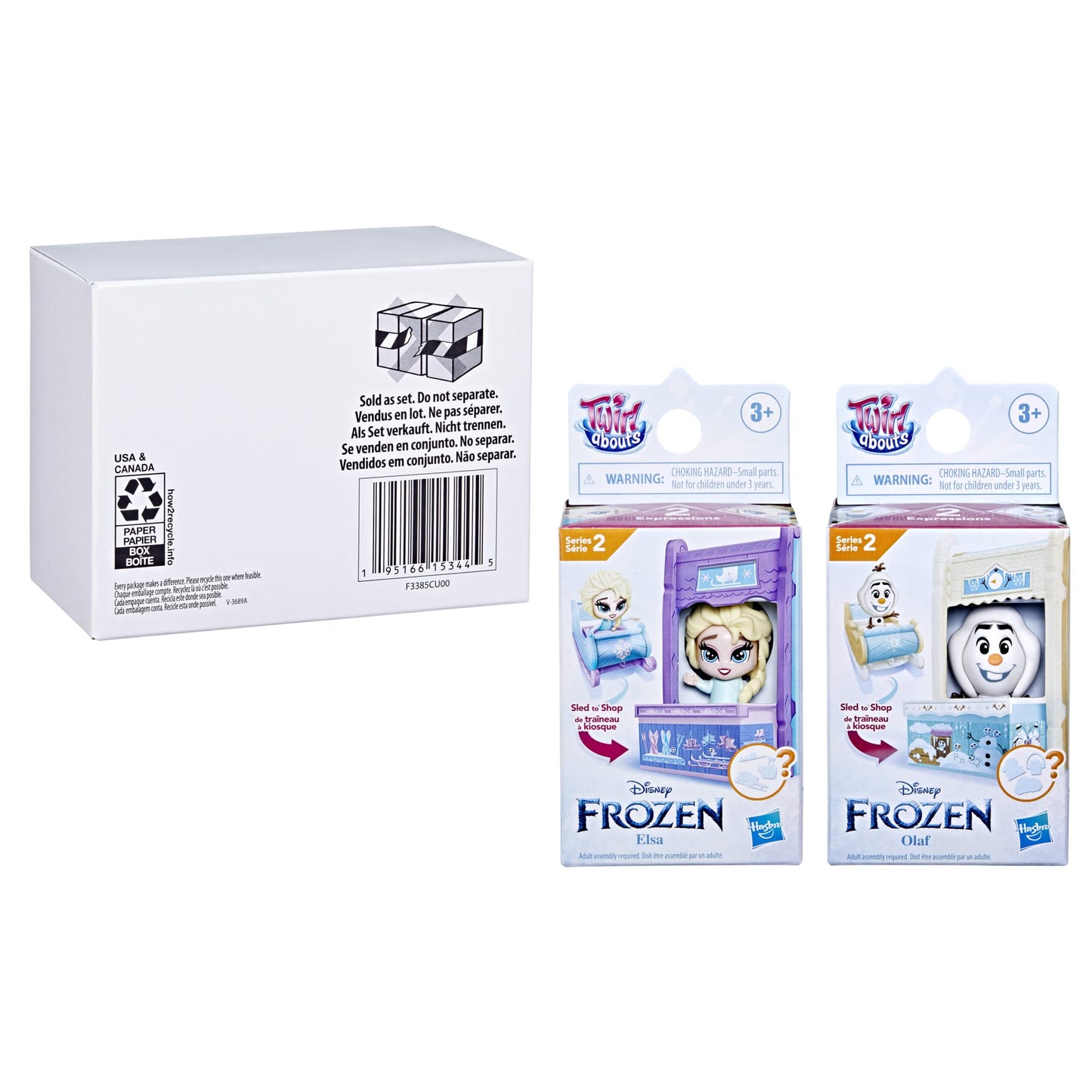 Disney Frozen 2 Twirlabouts 2-Pack, Series 2, Elsa and Olaf Sled to Shop Playset Toys, Olaf and Elsa Doll Accessories for Kids 3 and Up