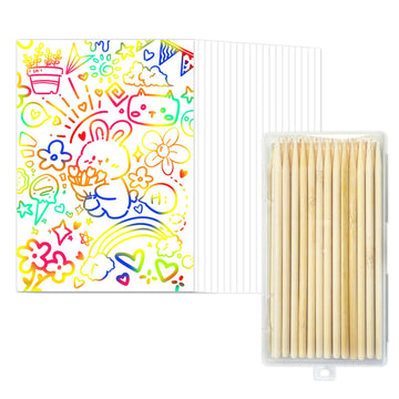 Minyaluck 60 Pcs White Rainbow Scratch Art Paper - Magic Scratch Off Art Craft Supplies Kits