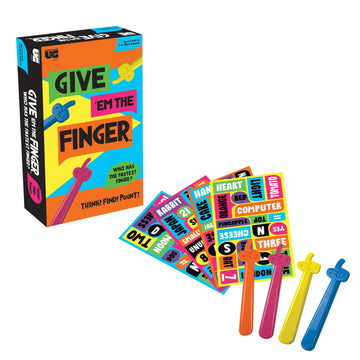 University Games, Give 'em The Finger Game, Action Trivia Game for Families, Think, Find, Point! Who Will Point The Finger First? for 3-6 Players