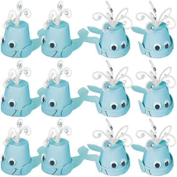 Fun Express VBS Supplies - Flowerpot Whale Craft kit Makes 12 - Vacation Bible School Supplies Decorations - Sunday School Crafts - Jonah