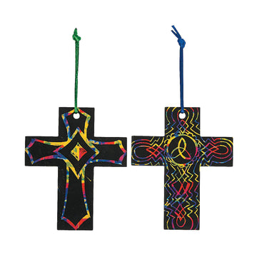 Fun Express Magic Color Scratch Cross ORN. (2Dz) - Crafts for Kids and Fun Home Activities - VBS Vacation Bible School Supplies/Decor