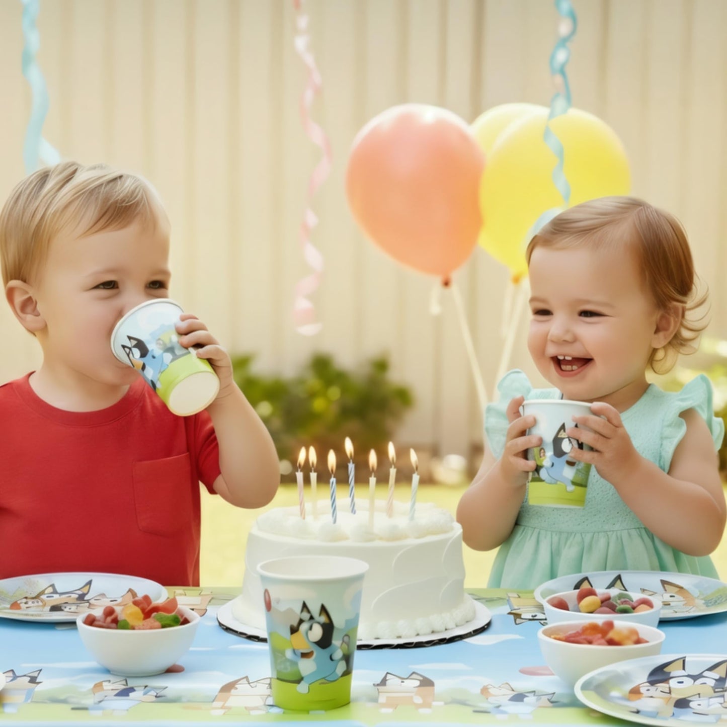 Unique Bluey Cups with Stickers | 16 Paper Cups, 4 Sticker Sheets, Checklist | Bluey Birthday Decorations | Party Supplies for Boys and Girls |