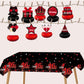KEWEYA 3 Pcs Happy 16th Tablecloth Decorations for Boy Girl Black Red 16 Birthday Theme Table Cover Party Supplies 16 Years Old Plastic Disposable
