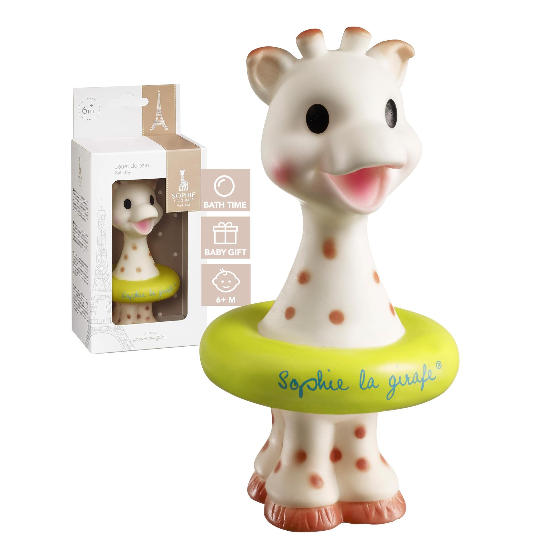 Sophie la girafe Bath Toy, Floating Spray Water Toy for Babies and Toddlers, Easy Grip Sensory Bath Toy, Colors May Vary, 6+ Months