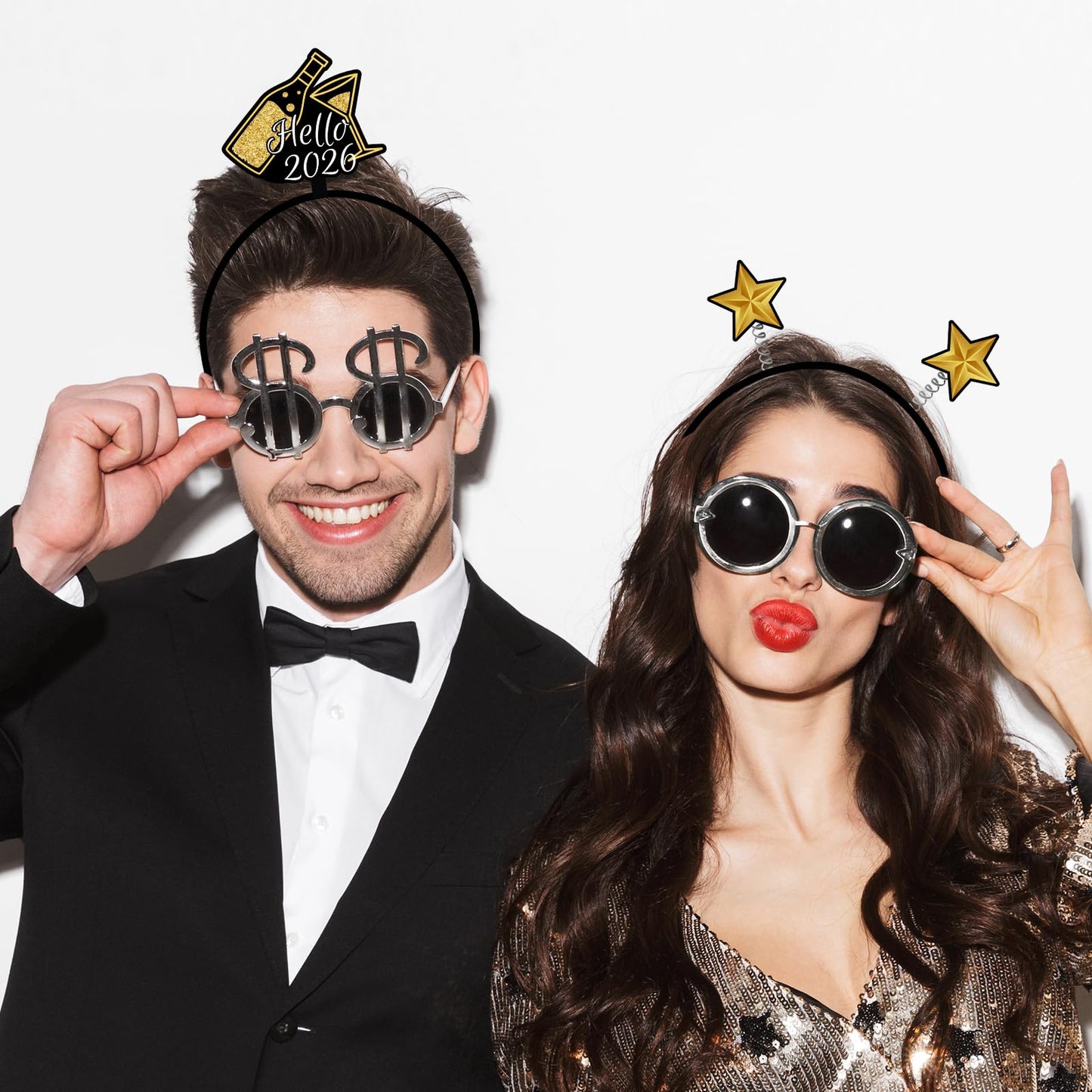 M1NTP1US + 8PCS Happy New Year Head Boppers - 2026 New Year’s Eve Headband Party Favors Supplies Accessories Decorations