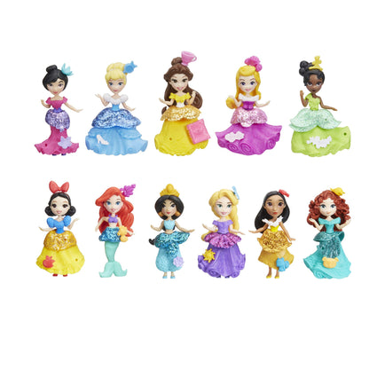 Disney Princess E4221 Little Kingdom Doll Collection, 11 Small Dolls with Glitter Dresses and 22 Snap-ins Accessories, Toy for 4 Year Olds and Up