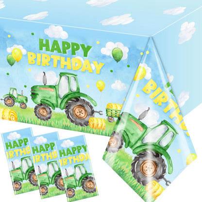 Pymurod Tractor Birthday Decorations 3pcs Tractor Party Tablecloths Tractor Birthday Table Cover for Boys Birthday Baby Shower Party Favors Supplies