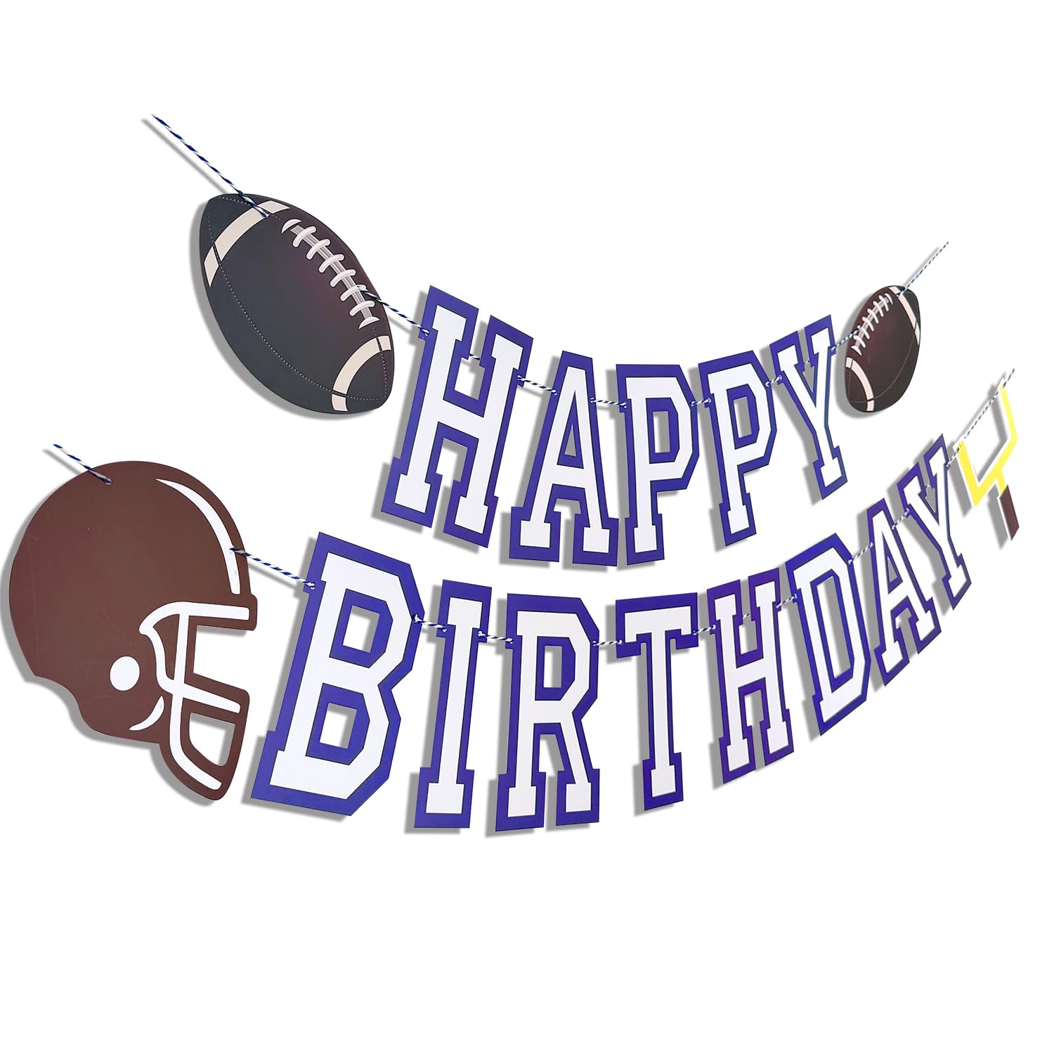 Football Happy Birthday Banner,Football Party Decorations, Happy Birthday Bunting Sign for Sport Theme Decoration