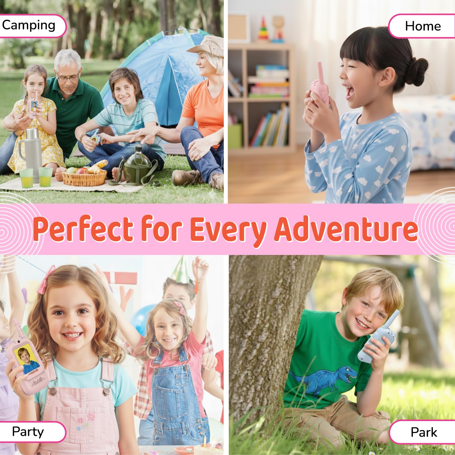 LEENK Video Walkie Talkies for Kids 2 Pack - Rechargeable Video Intercom Handheld, Indoor & Outdoor Range, Easy Use for Ages 3-12, Eco ABS, Clear