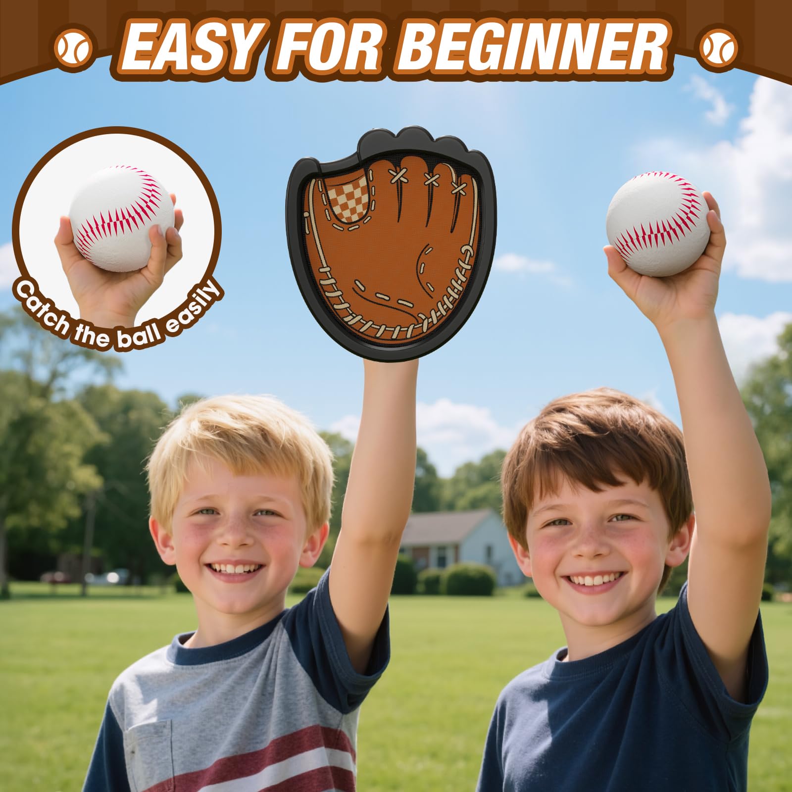 HYES 4 Pack Kids Baseball Glove, Toss and Catch Ball Game