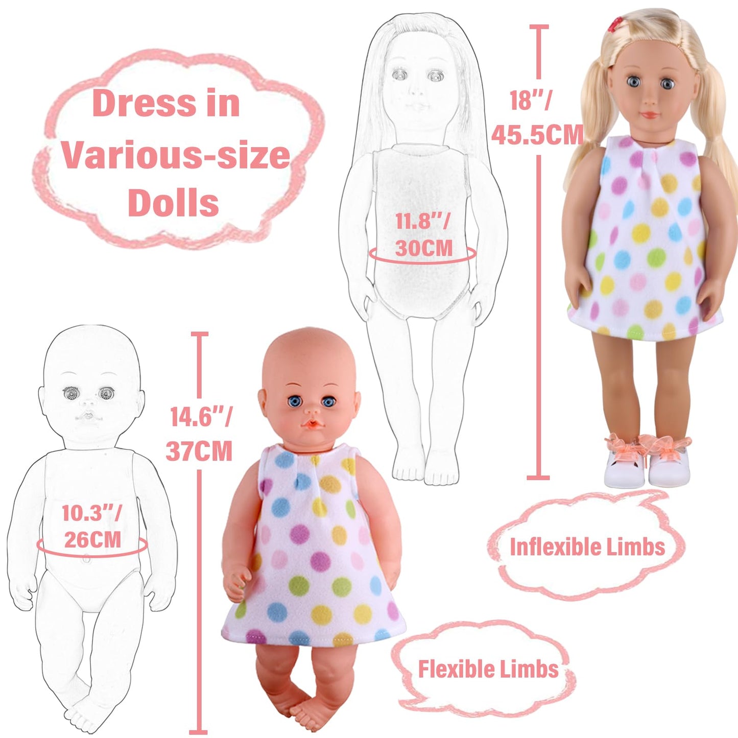 Alive Baby Doll Clothes Accessories, 9 Sets Outfits for 14-15 Inch Alive Baby Doll and 18-inch Doll, Reborn Newborn Doll Clothing Dress, Dolls Not