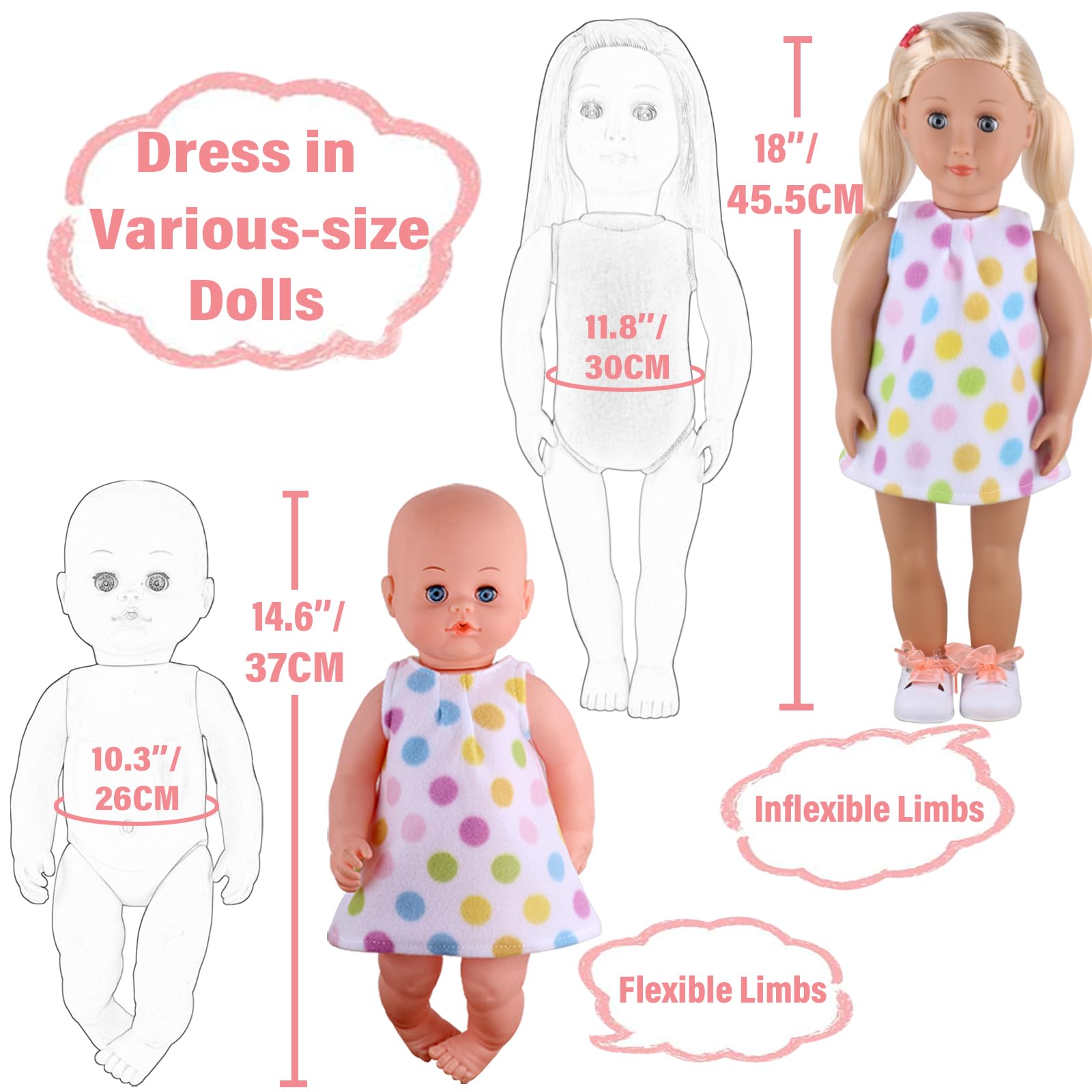 Alive Baby Doll Clothes Accessories, 9 Sets Outfits for 14-15 Inch Alive Baby Doll and 18-inch Doll, Reborn Newborn Doll Clothing Dress, Dolls Not