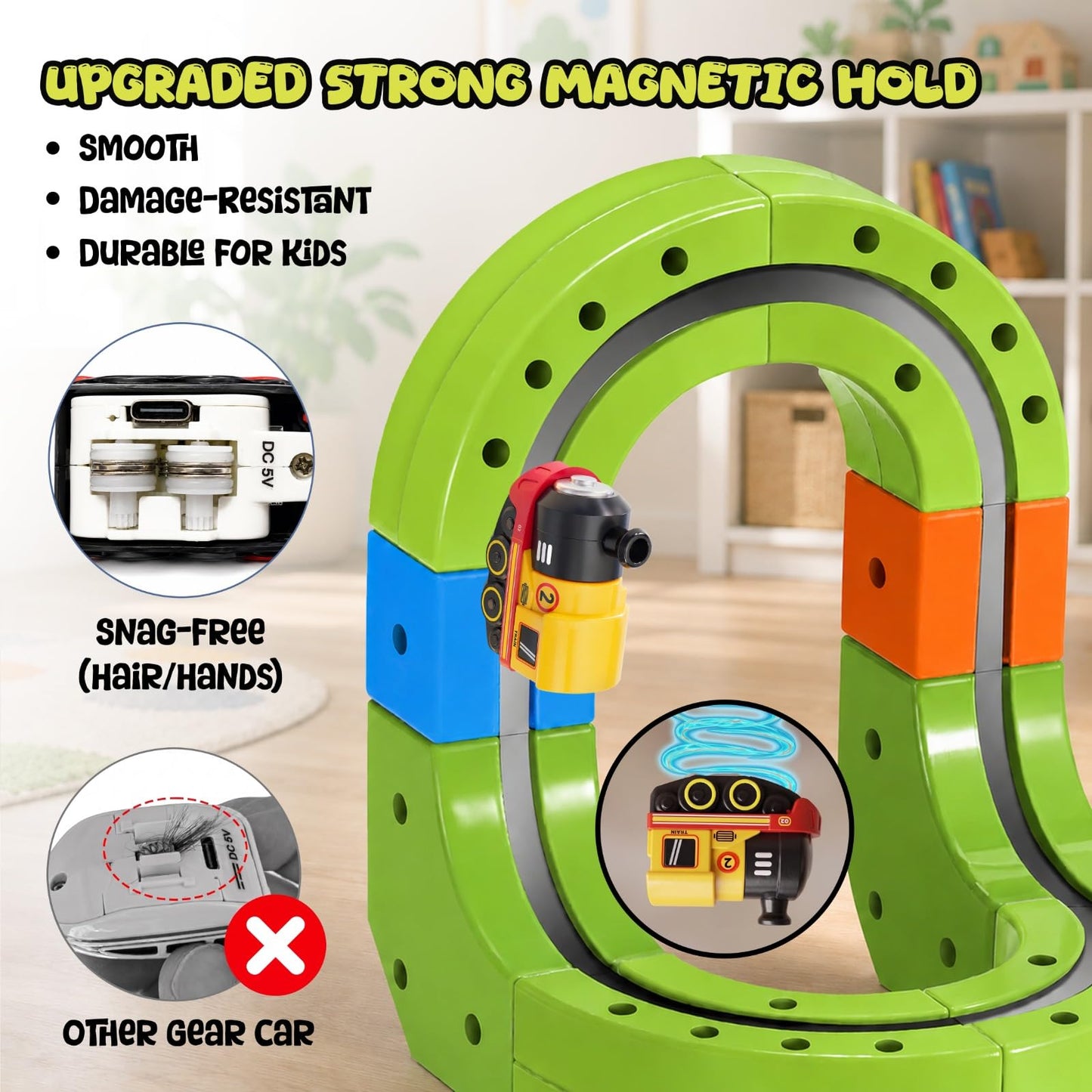 Magnetic Train Set, 126 PCS Electric Train Set for Kids, USB Rechargeable Magnetic Train Track, Easy Assembly Train Track Set, Creative STEM Toy