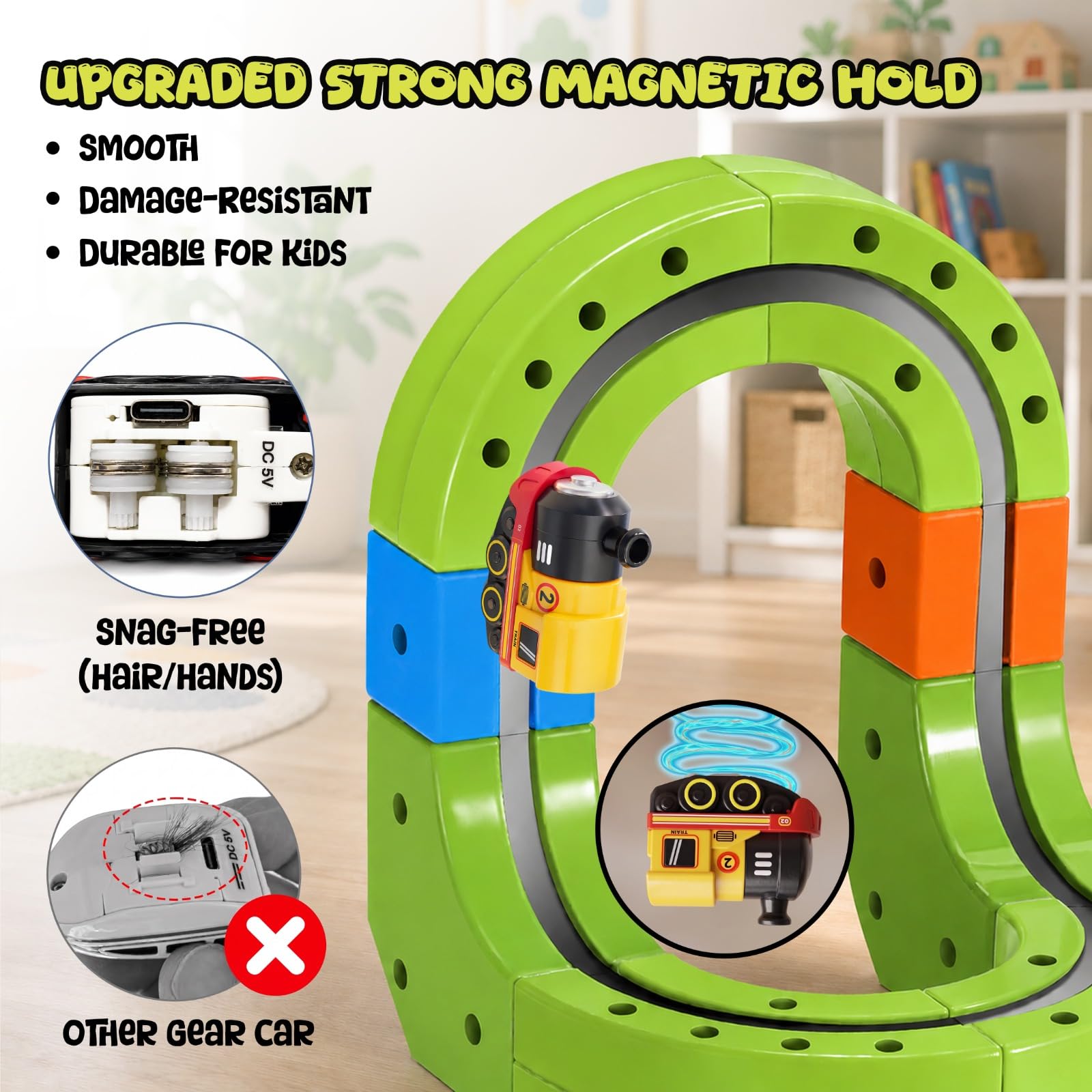 Magnetic Train Set, 126 PCS Electric Train Set for Kids, USB Rechargeable Magnetic Train Track, Easy Assembly Train Track Set, Creative STEM Toy