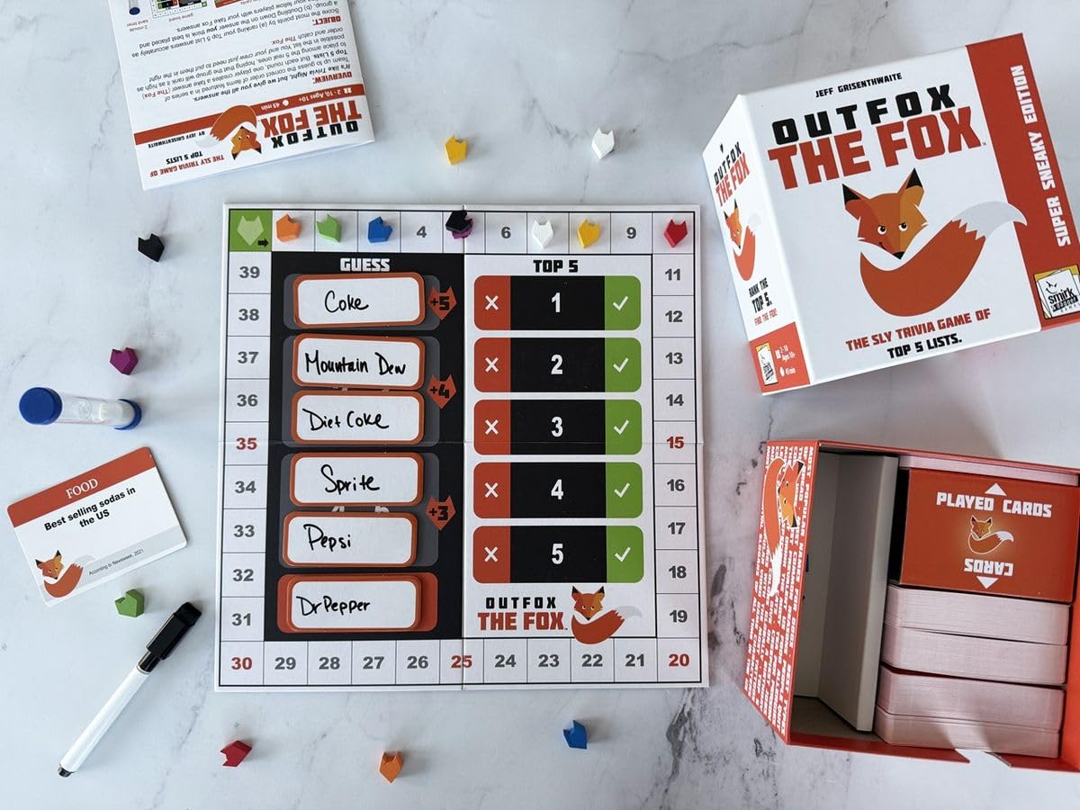 OUTFOX The Fox - Sly Top Five Trivia Party Game by Smirk & Dagger | Ages 10+ | 3-10 Players | 40-60 Min Playtime | 2026 Origins Award Nominee