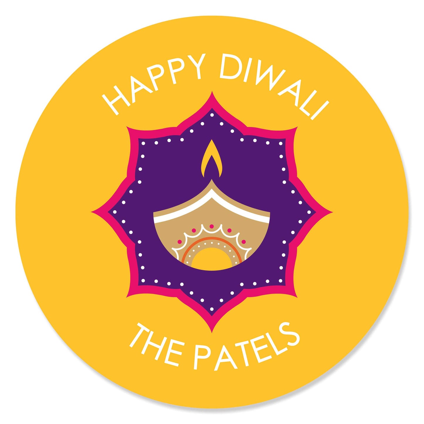 Big Dot of Happiness Personalized Happy Diwali - Custom Festival of Lights Party Favor Circle Sticker Labels - Custom Text - 24 Count