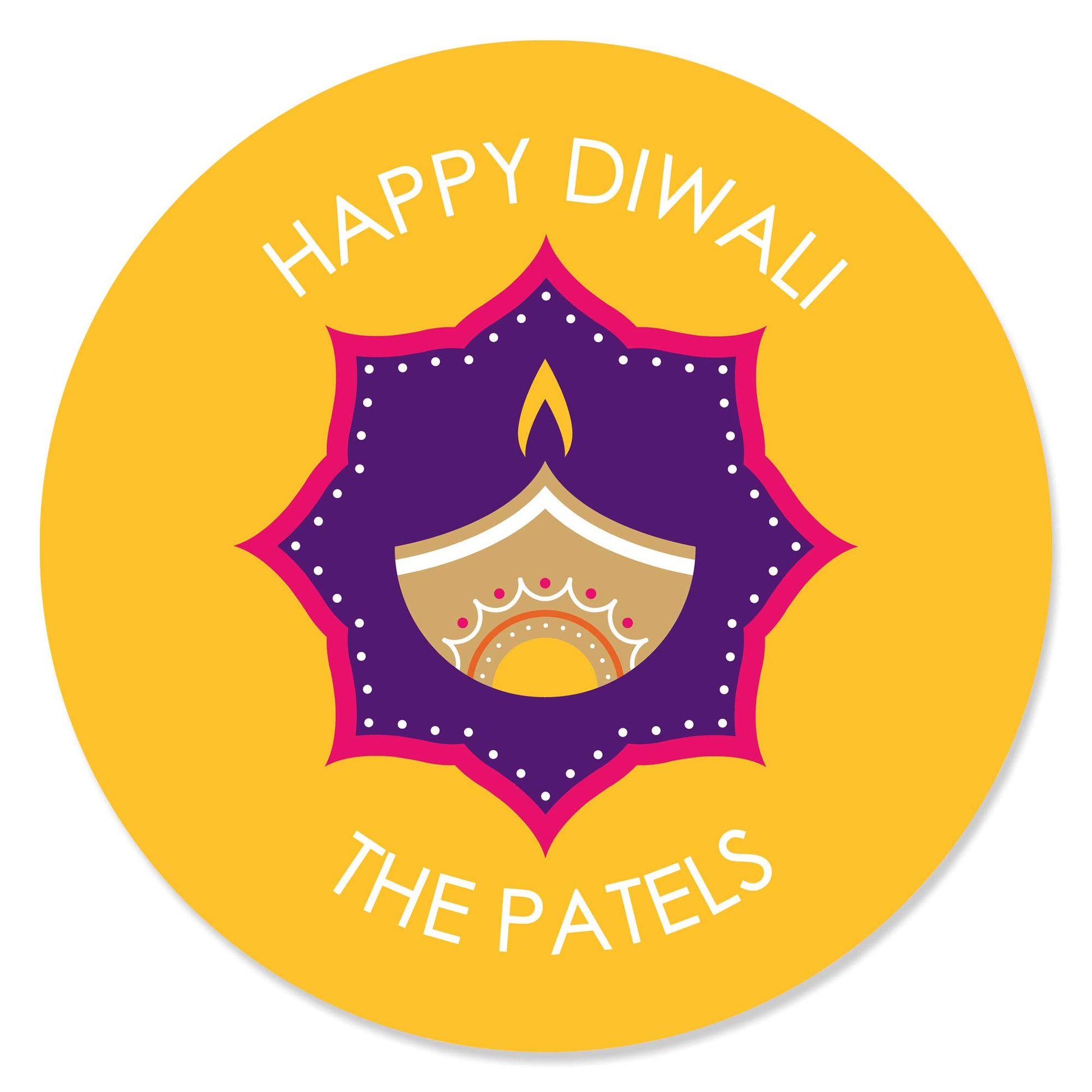 Big Dot of Happiness Personalized Happy Diwali - Custom Festival of Lights Party Favor Circle Sticker Labels - Custom Text - 24 Count