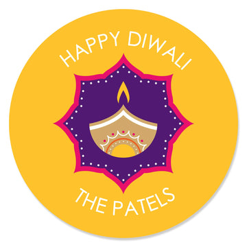 Big Dot of Happiness Personalized Happy Diwali - Custom Festival of Lights Party Favor Circle Sticker Labels - Custom Text - 24 Count