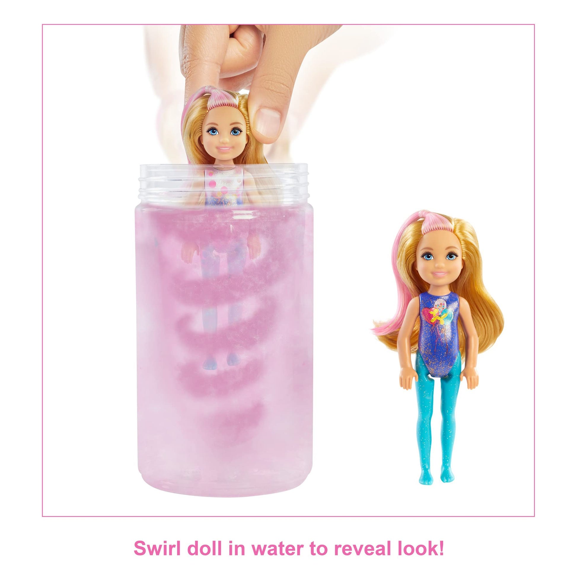 Barbie Chelsea Color Reveal Doll & Accessories, 6 Surprises Include Small Doll, Clothes & Color Change on Hair (Styles May Vary)