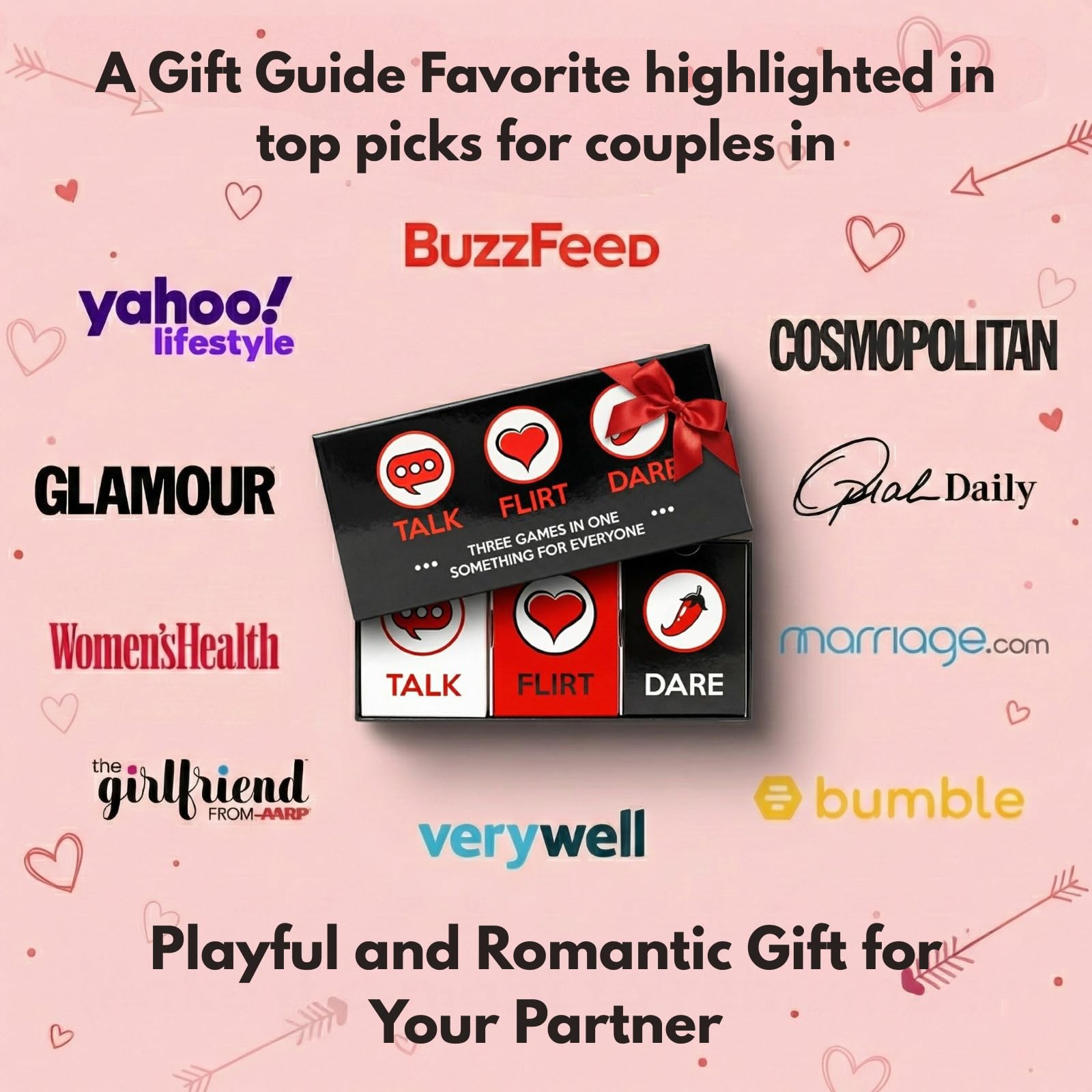 Talk Flirt Dare Couples Game, Gift for Couples, Fun Romantic Date Night Card Game, Conversation and Challenge Cards to Build Connection, Intimacy