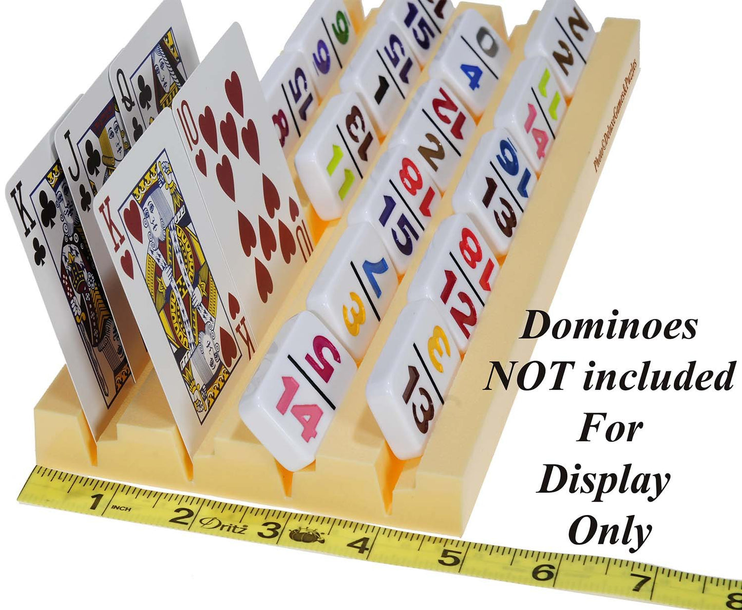 Plastic Trays / Racks for Dominoes OR Playing Card _ Dual Use _ Set of 4 _ Bonus 1 Deck of Ace 100% Plastic Playing Cards (Random backing color of Red