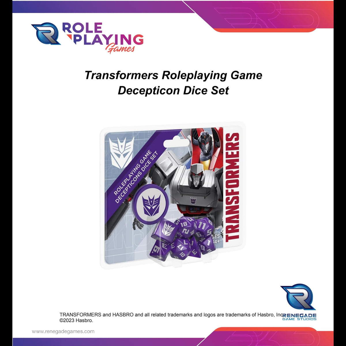 Renegade Game Studios Transformers RPG Decepticon Dice Set - 8 Piece Set