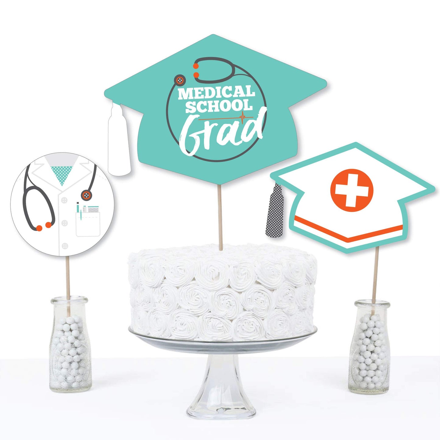 Big Dot of Happiness Medical School Grad - Doctor Graduation Party Centerpiece Sticks - Table Toppers - Set of 15