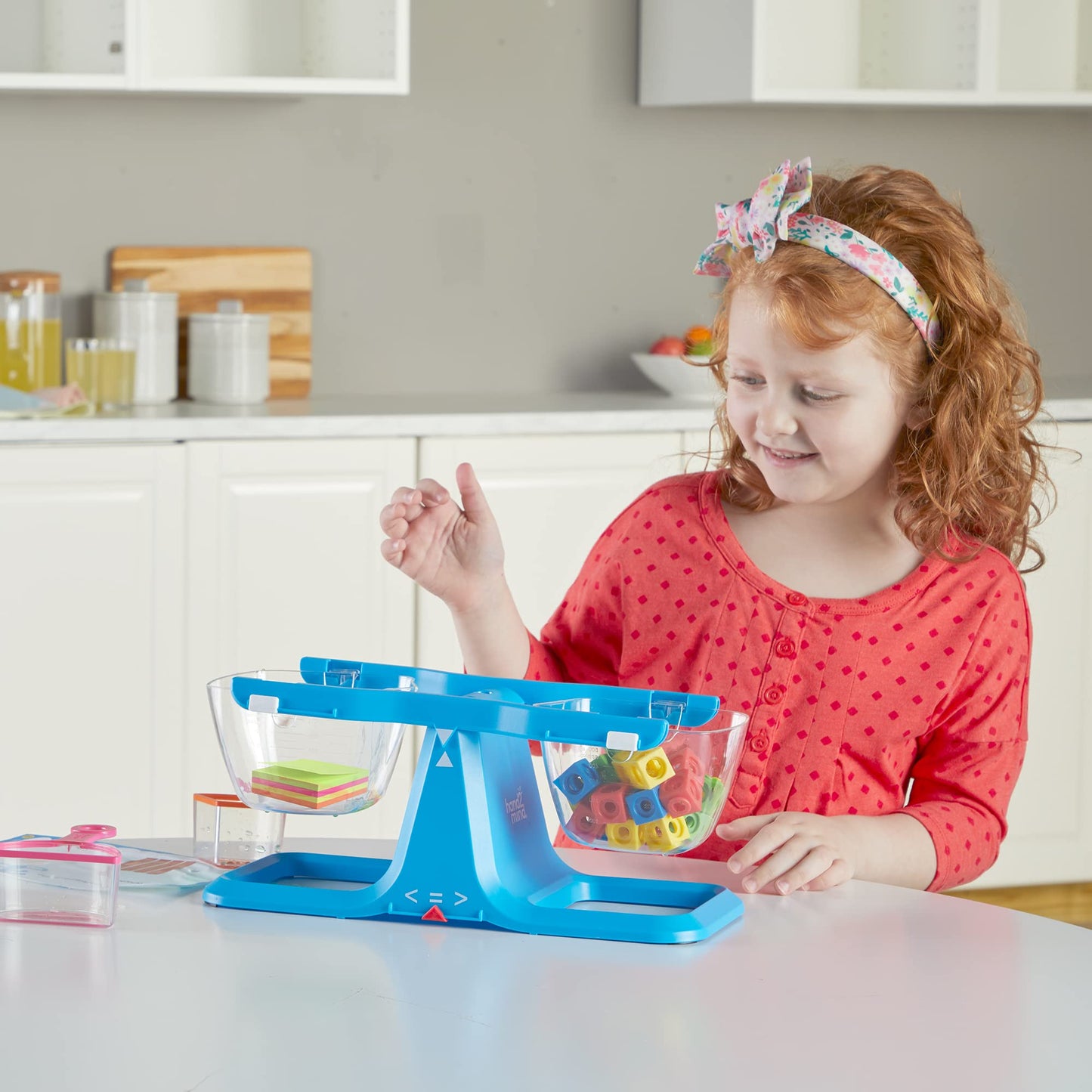 hand2mind Let's Learn to Measure Activity Set, Kids Measuring Cups, Bucket Balance, MathLink Cubes and Activity Cards Set, Teacher Supplies, Classroom