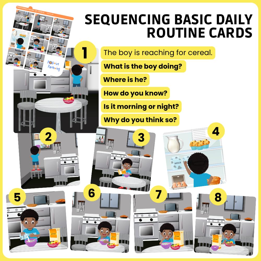 Sequencing Basic Daily Routine Conversation Cards | Learning Material for Social Skills & Emotional Intelligence | Speech Therapy Resources | ESL
