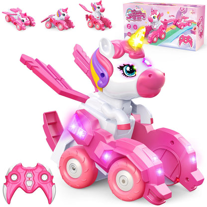 Unicorn Transforming RC Car, 2-in-1 Robot, 60-Min Playtime, Rechargeable