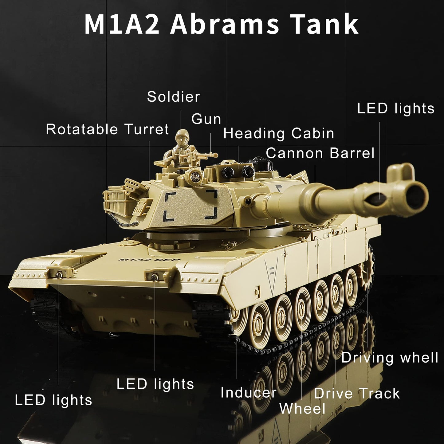 Bvrorere RC Tank US M1A2 Abrams Remote Control Military Tank Toy